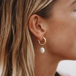 Atolea Jewelry Earrings|Pearls<Chunky Pearl Hoops