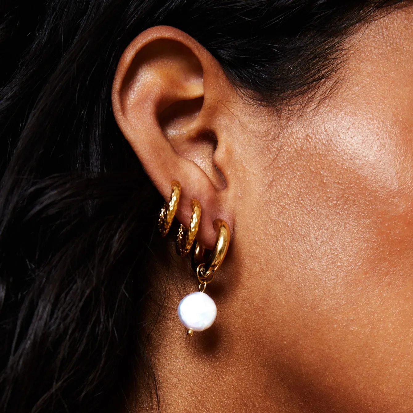 Atolea Jewelry Earrings|Pearls<Chunky Pearl Hoops