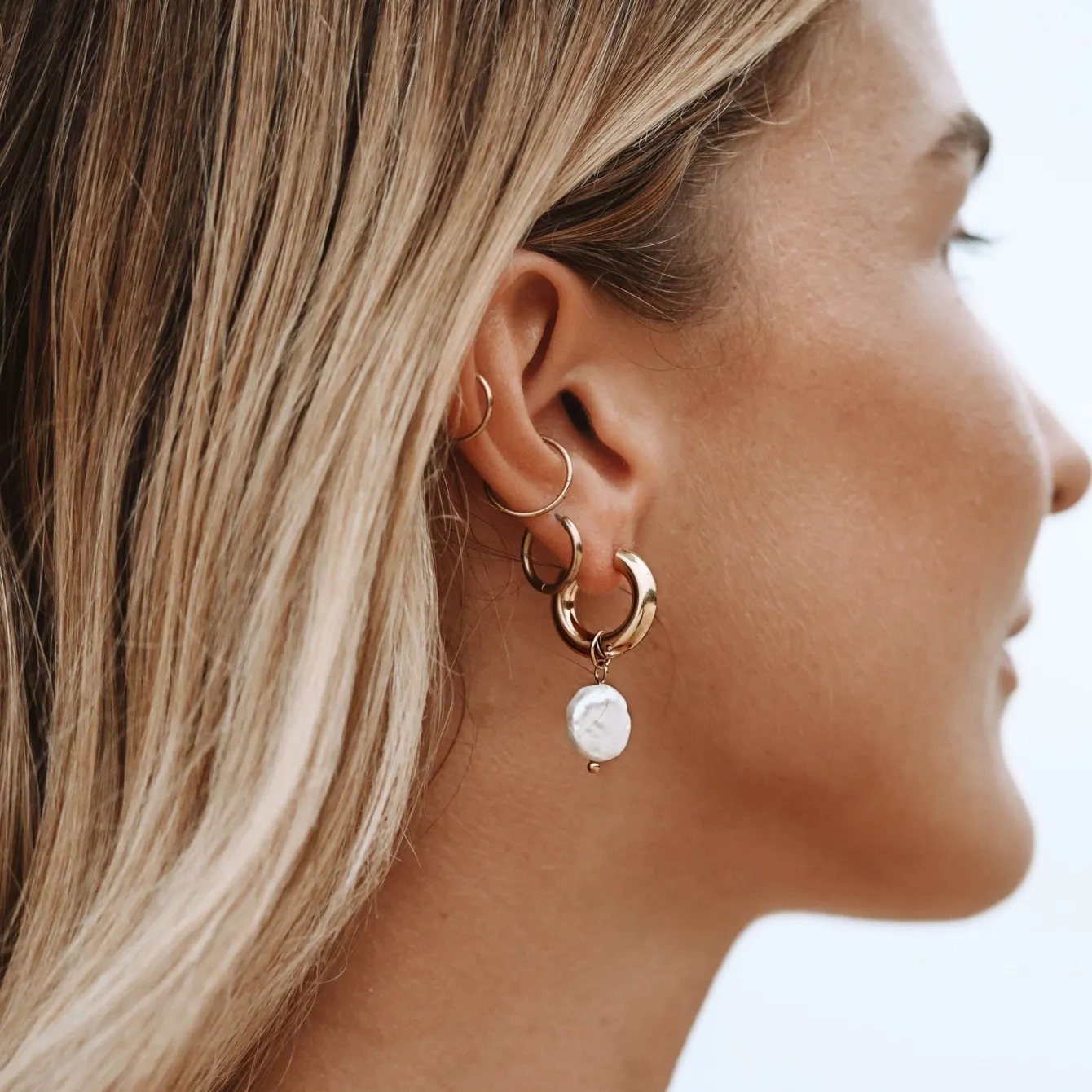 Atolea Jewelry Earrings|Pearls<Chunky Pearl Hoops