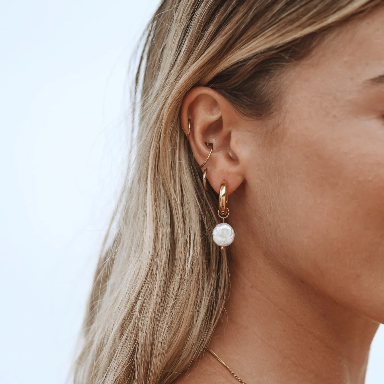 Atolea Jewelry Earrings|Pearls<Chunky Pearl Hoops