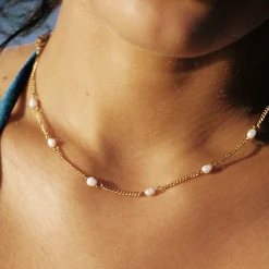 Atolea Jewelry Pearls|Necklaces<Dainty Gold Pearl Choker