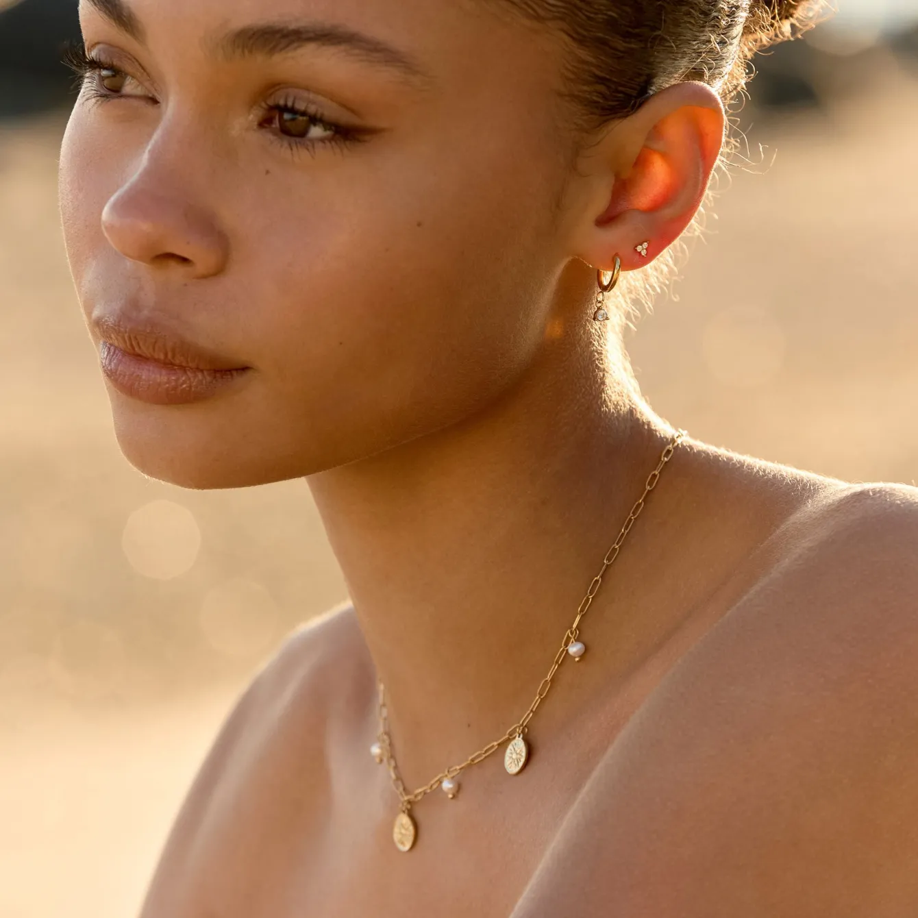 Atolea Jewelry Earrings<Diamond Drop Hoop Earrings