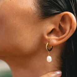 Atolea Jewelry Earrings|Pearls<Freshwater Pearl Hoop Earrings