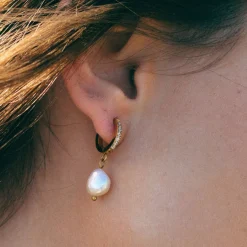 Atolea Jewelry Earrings|Pearls<Freshwater Pearl Hoop Earrings