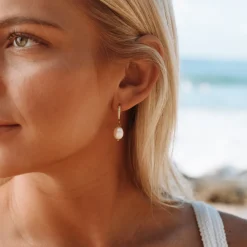 Atolea Jewelry Earrings|Pearls<Freshwater Pearl Hoop Earrings