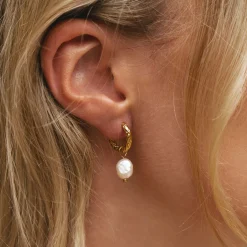 Atolea Jewelry Earrings|Pearls<Hammered Pearl Hoop Earrings