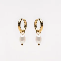 Atolea Jewelry Earrings|Pearls<Hammered Pearl Hoop Earrings