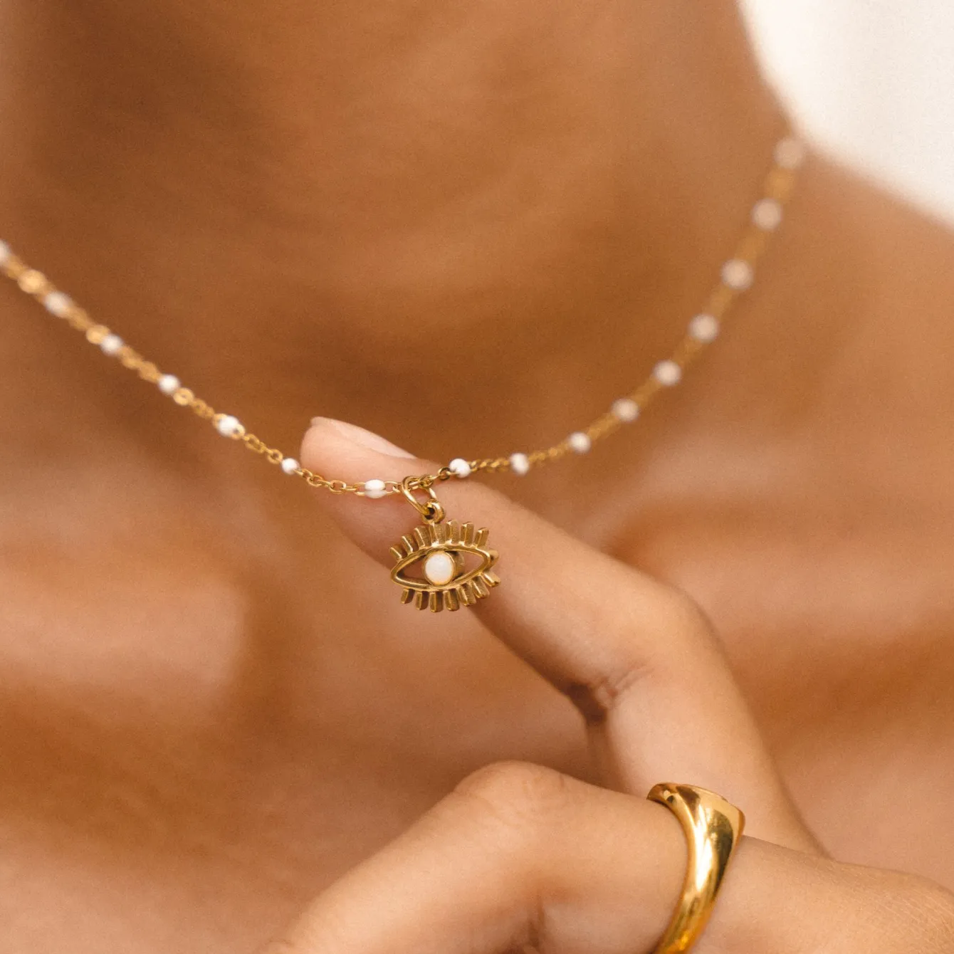 Atolea Jewelry Necklaces<Opal Evil Eye Necklace
