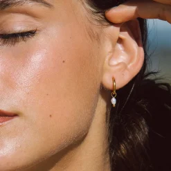 Atolea Jewelry Earrings|Pearls<Pearl Huggie Hoops