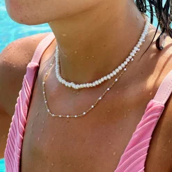 Atolea Jewelry Necklaces<White Beaded Choker