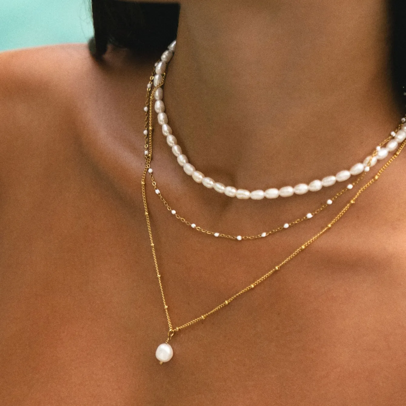 Atolea Jewelry Necklaces<White Beaded Choker